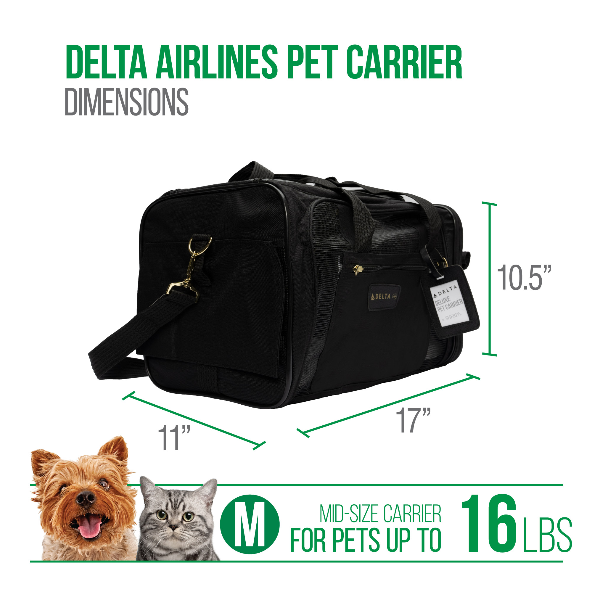 delta pet travel carrier size